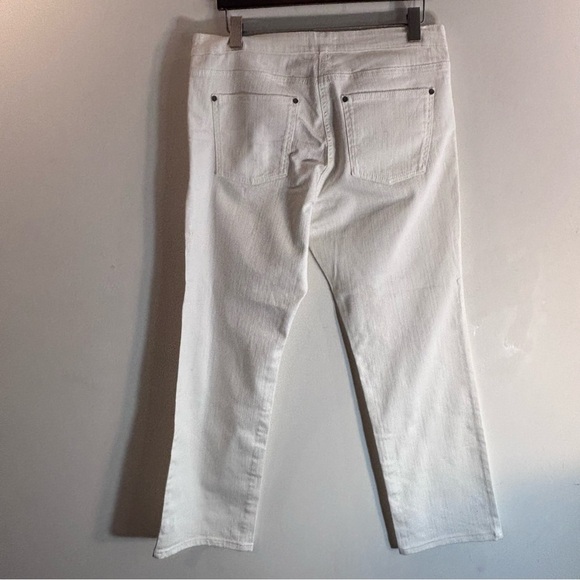 EILEEN FISHER Sz M White Jeans Mid-Rise Classic Leg Made in Portugal - Picture 6 of 10